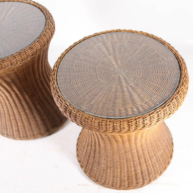 Vintage Rattan Side Tables, Set of 2 For Sale - Image 6 of 8