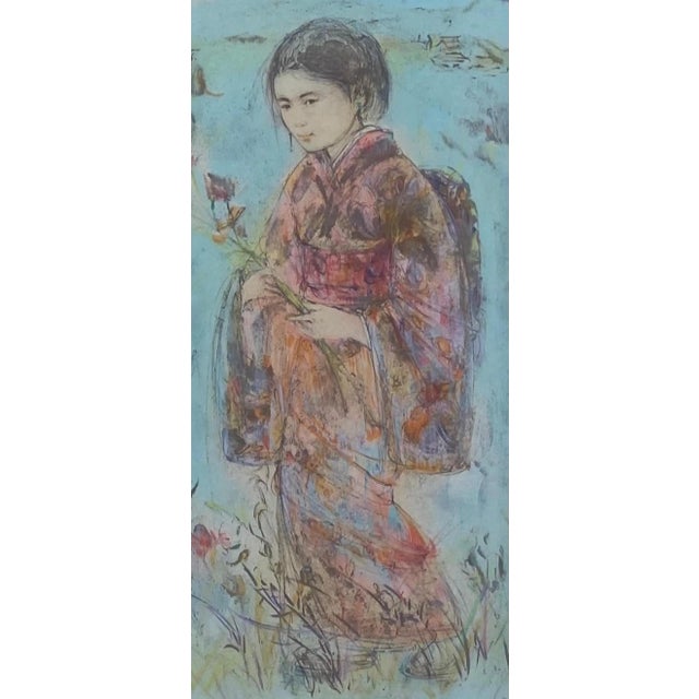 Late 20th Century Edna Hibel Color Lithograph Japanese Girl in a Traditional Kimono, Hand Signed For Sale - Image 5 of 5