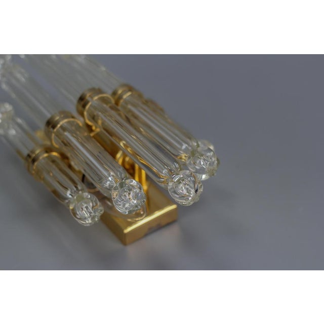 Crystal Glass and Brass Wall Lamp by Honsel, Germany, 1980s For Sale - Image 12 of 18