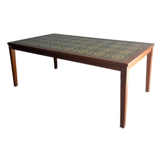 Danish Modern Teak Coffee Table With Tile Top – Mid Century Scandinavian Vintage Table For Sale