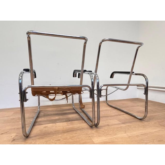 Early Bauhaus Chrome B 35 Armchairs by Marcel Breuer for Thonet, 1930s, Set of 2 For Sale - Image 15 of 17
