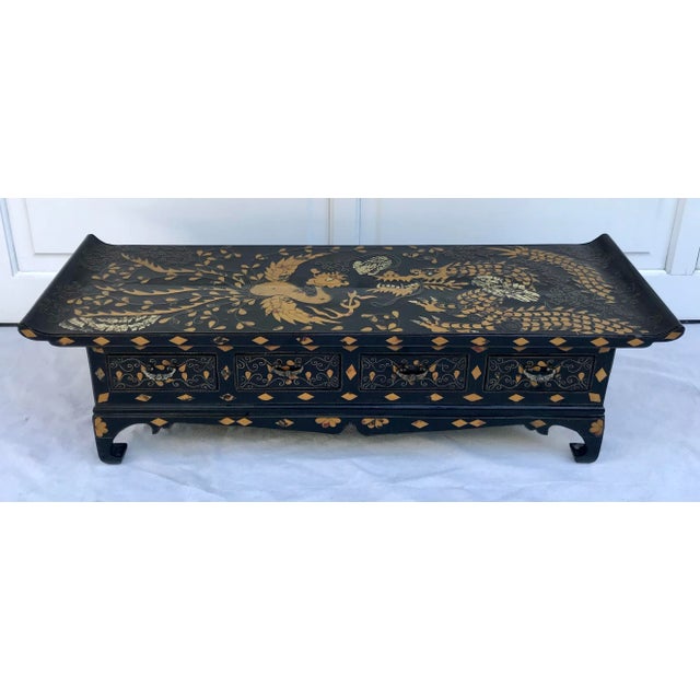 Late 19th Century Lacquered Asian Stone and Mother of Pearl Inlay Altar Cabinet For Sale - Image 13 of 13