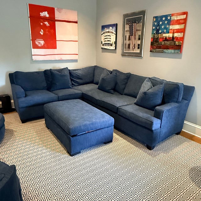 Transitional Highland House Sectional With Storage Ottoman For Sale - Image 3 of 8