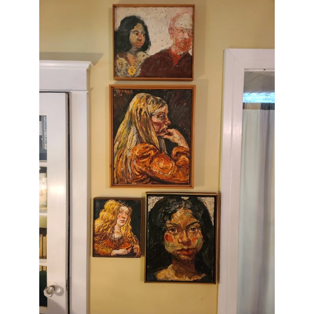 1970s Portrait Paintings by Philip Sherrod, Framed - Set of 4 For Sale - Image 11 of 11
