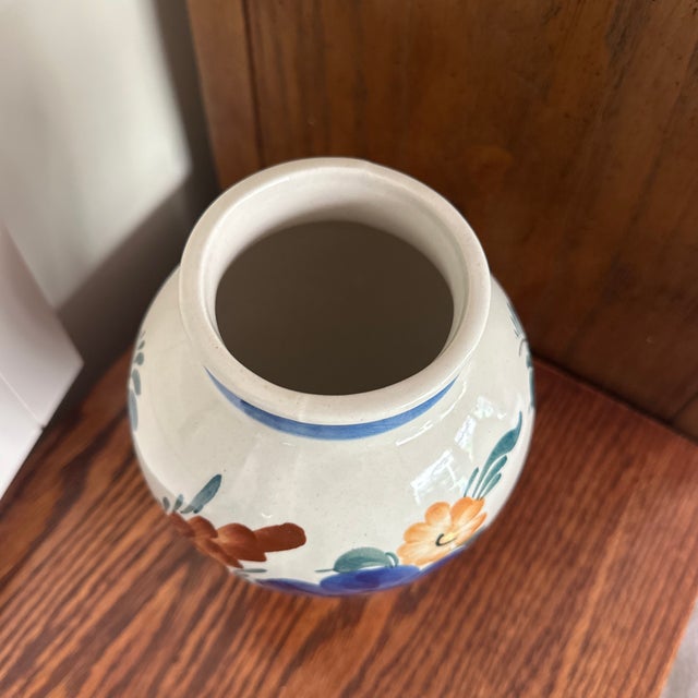 Folk Art 1980s Wloclawek Fajans Poland Hand Painted Pottery Vase For Sale - Image 3 of 10