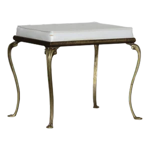 Vintage Regency Brass Bench With Vinyl Top