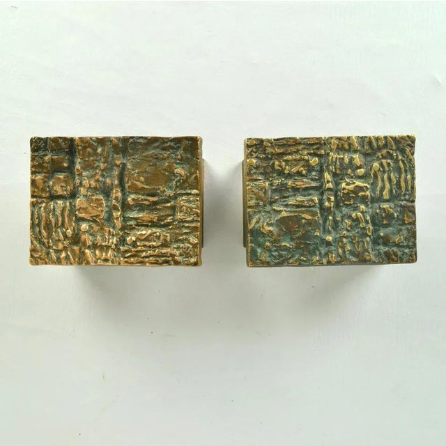 Brutalist Bronze Push Pull Door Handles, 1970s, Set of 2 For Sale - Image 10 of 11