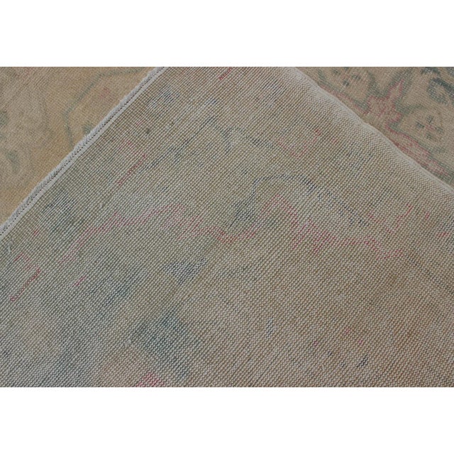 Mid 20th Century Vintage Oushak Rug From Turkey With Muted Colors and Floral Medallion For Sale - Image 5 of 11