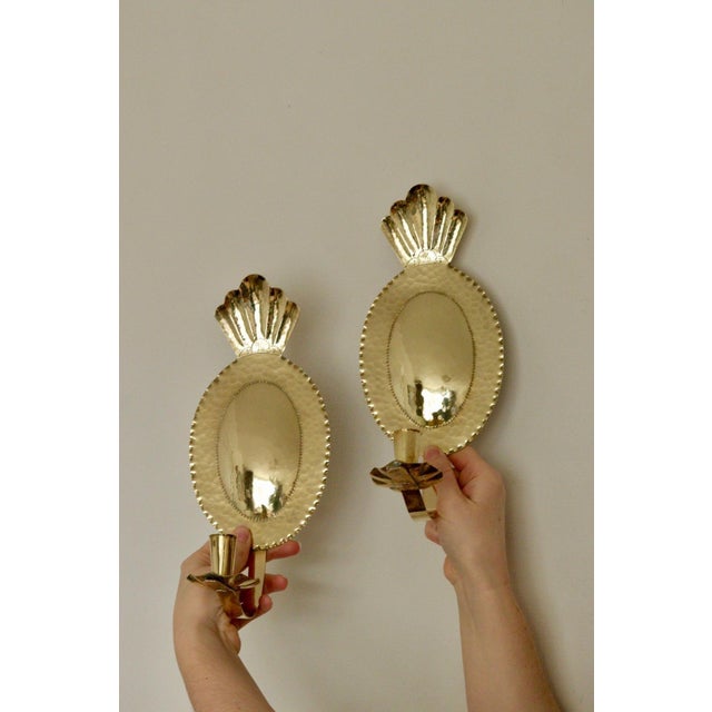 Mid-Century Swedish Hammered Brass Sconces by Sonja Nashult, 1957, Set of 2 For Sale - Image 11 of 16