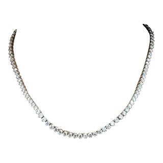 17.71 Ct Diamond Tennis Necklace 3-Prong For Sale