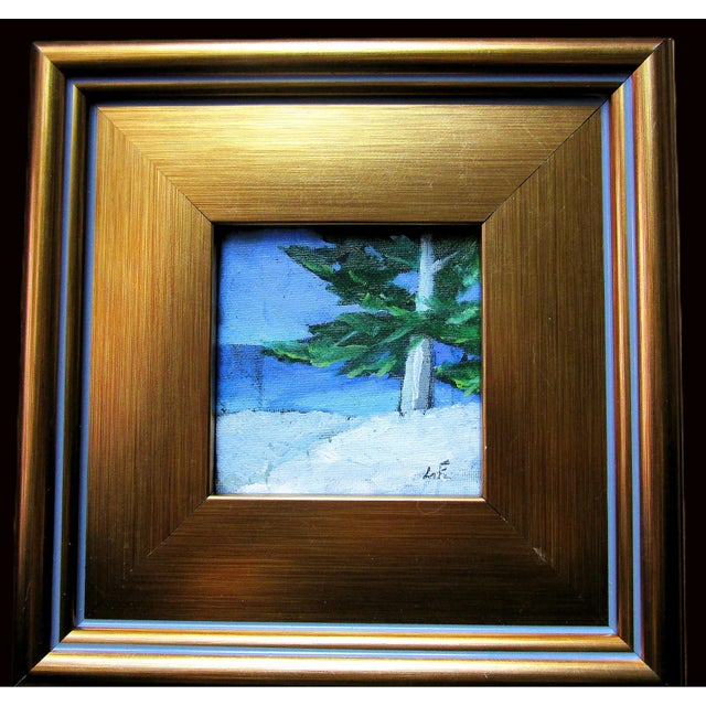 2020s Framed 4x4 Monterey Cypress Dunes Lynne French Miniature Landscape For Sale - Image 5 of 5