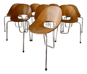A Set of 8 Mid Century Modern Italian “Medea” Chairs, Designed by Vittorio Nobili for F.lli Tagliabue, Circa 1950s. Not Markd.