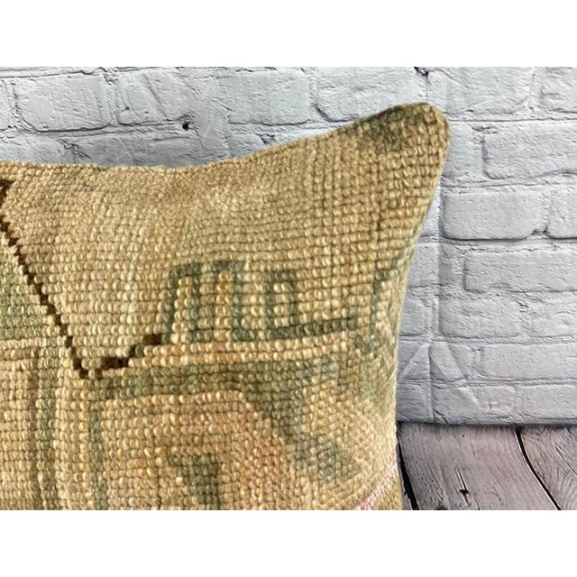 Turkish 20 x 20 Rug Pillow Echoing Sands Turkish Pillow Cushion Cover For Sale - Image 3 of 4
