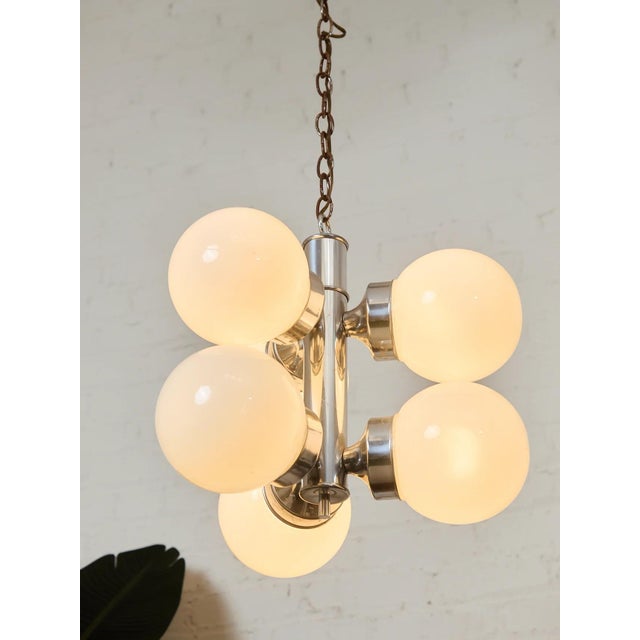 Italian Vintage Chrome Pendant Chandelier For Sale In Los Angeles - Image 6 of 7