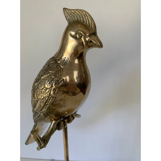 Hollywood Regency Vintage Mid Century Brass Bird Figurine For Sale - Image 3 of 9