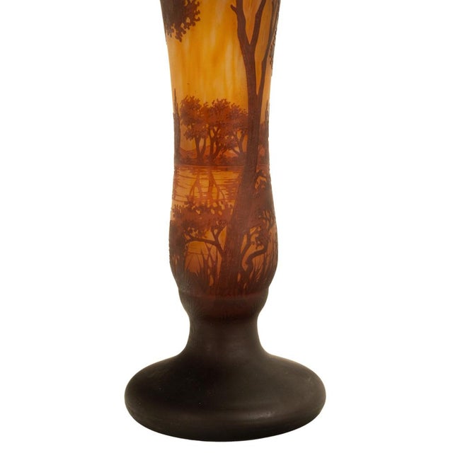Large Antique French Art Nouveau Daum Nancy Cameo Tree Landscape Glass Vase 1900 For Sale - Image 16 of 18
