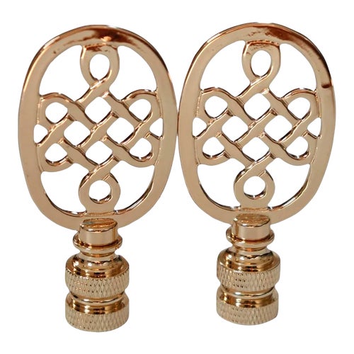Celtic Knot Oval Brass Lamp Finials - a Pair