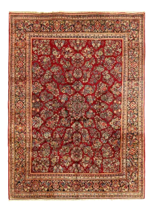 1920s Vintage Hand Knotted Persian Sarouk Rug 8'11'' X 12'