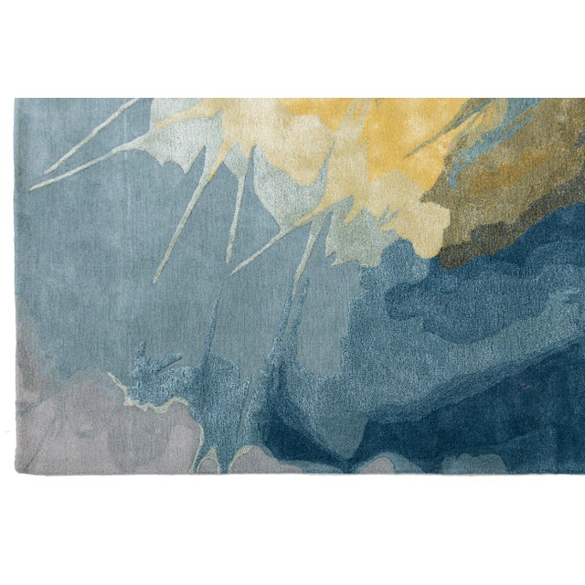 2020s Abstract Cosmic Splash Modern Hand-Tufted Wool Area Rug – Blue, Gold, & Grey For Sale - Image 5 of 10