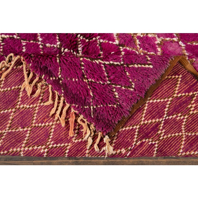 Textile Mid-20th Century Purple Moroccan Tribal Wool Rug For Sale - Image 7 of 7
