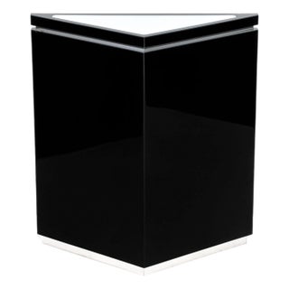 Postmodern Black Lacquered Illuminated Pedestal For Sale