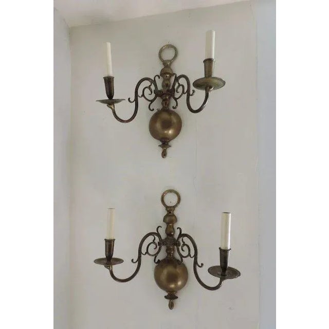 19th Century Dutch Brass Wall Sconces - A Pair For Sale - Image 11 of 11