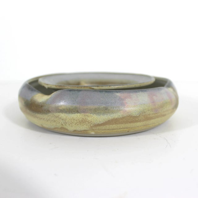 Contemporary Ceramic Pansy Ring Vintage Studio Pottery Ikebana Vase Flower Frog Circular Flower Holder For Sale - Image 3 of 7