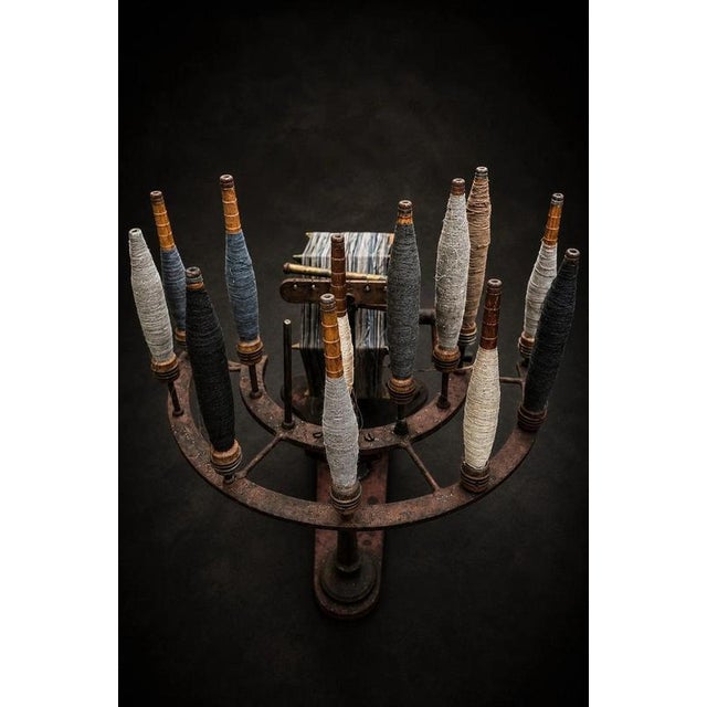 Black Antique Industrial Textile Yarn Winder in Cast Iron For Sale - Image 8 of 11