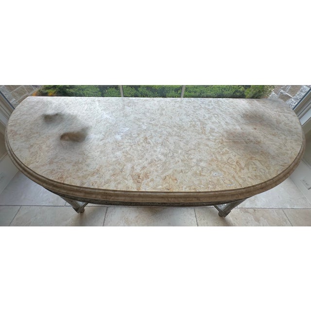 19th French Louis XVI Style Carved Console Table With Limestone Top For Sale In Houston - Image 6 of 6