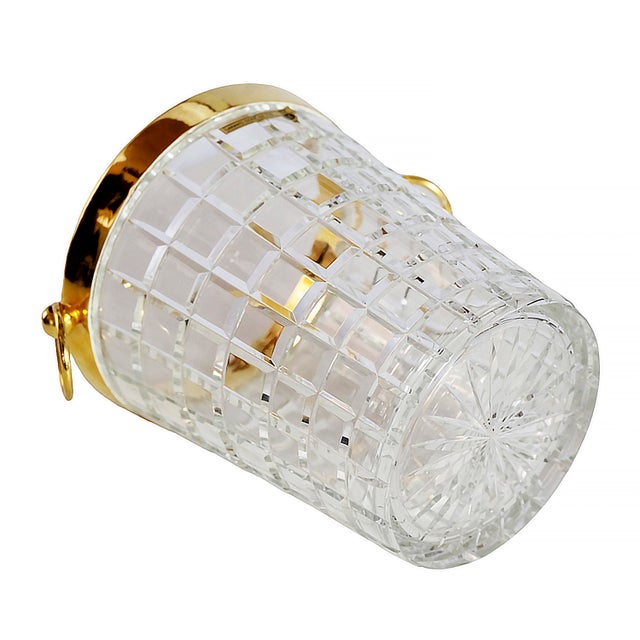 French Gilt Metal and Cut Crystal Champagne Bucket, 1980s For Sale - Image 4 of 6
