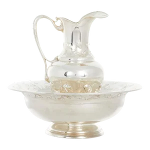 Large English Silver Plated Centerpiece Basin / Jug