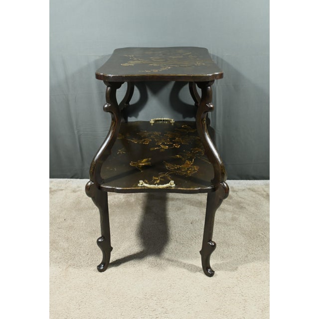 Lacquered Wood Tea Table with Asian Decorations For Sale - Image 16 of 18