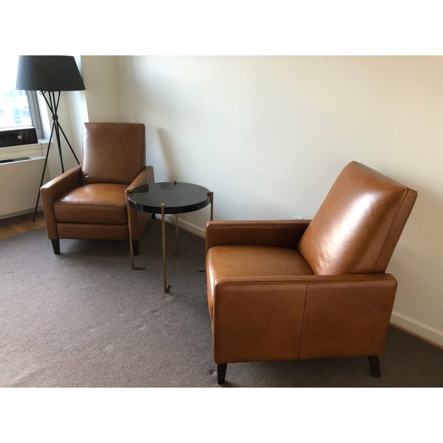 West Elm Sedgwick Leather Recliner Cognac Chairish