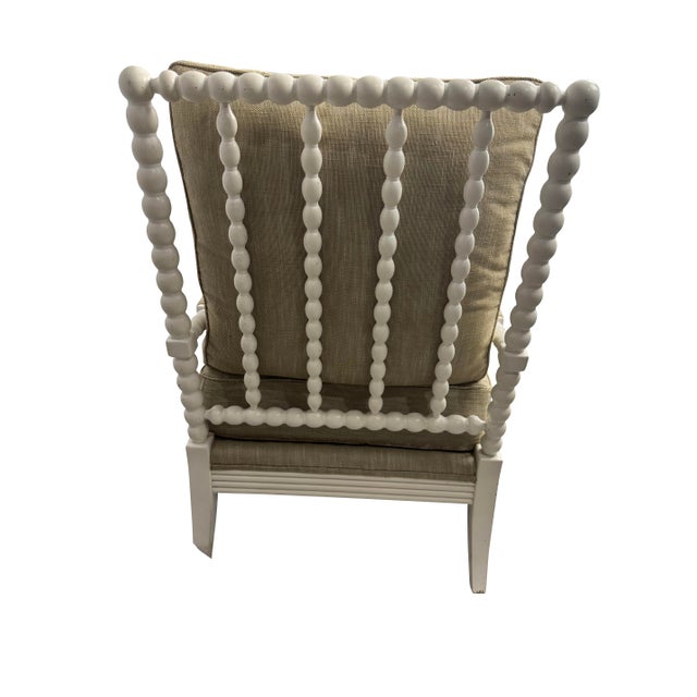 White Jenny Lind Style Spool Chair and Matching Ottoman in White For Sale - Image 8 of 18