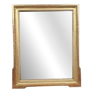 Antique 19th Century Mirror with Beaded Frieze in Gilded Wood For Sale