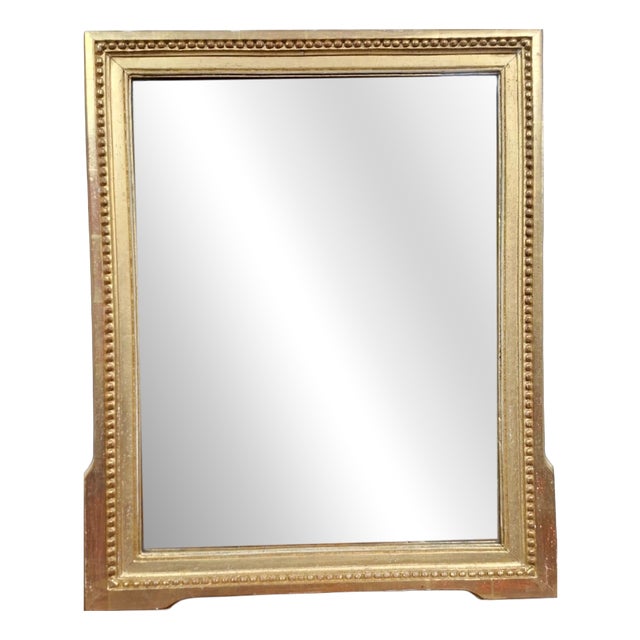 Antique 19th Century Mirror with Beaded Frieze in Gilded Wood For Sale