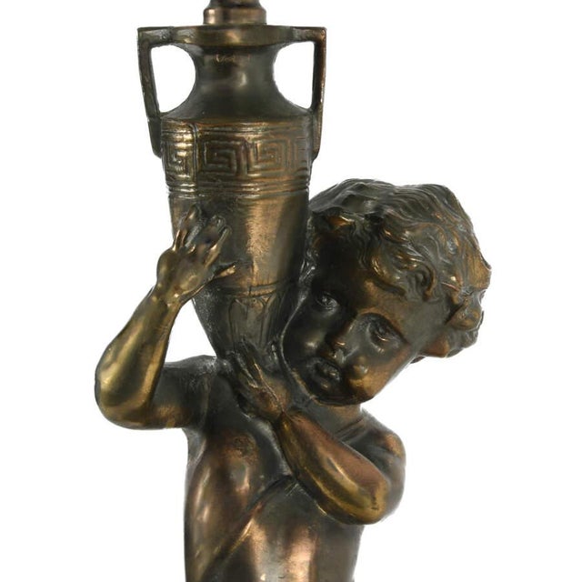 Mid 20th Century Vintage Cast Metal Cherub & Crystal Table Lamp by Westwood Industries, New York For Sale - Image 5 of 6