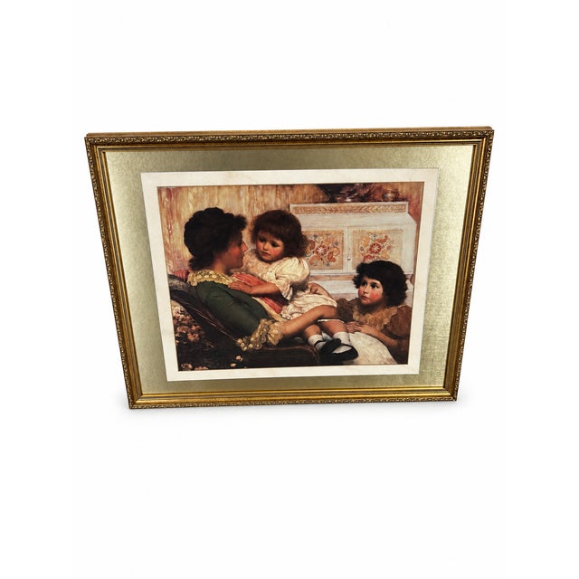Traditional Mother and Children Figurative Print in Ornate Gold-Tone Frame For Sale - Image 4 of 10