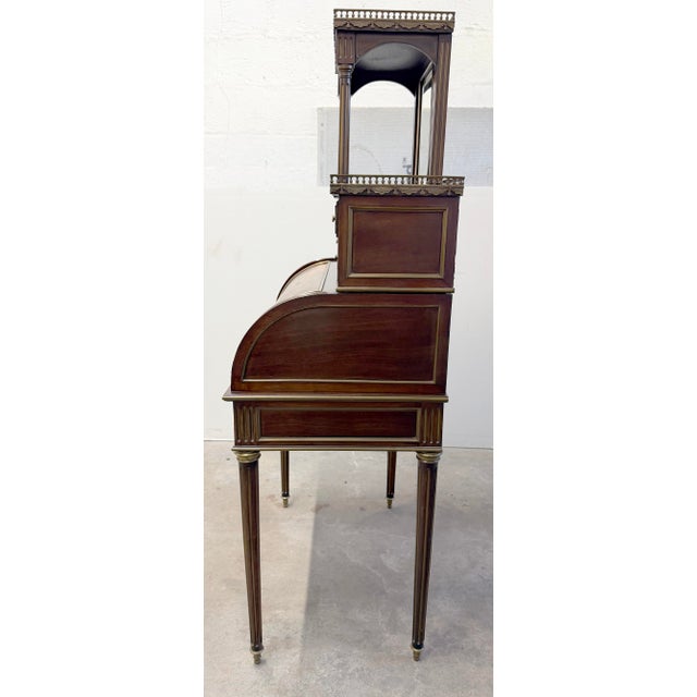 Antique 19th Century French Louis XVI Style Vernis Martin Cylinder "Bonheur Du Jour" Ladies Writing Desk For Sale In New York - Image 6 of 17