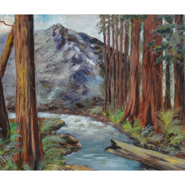 American Mid-Century Mountain Stream Landscape by Mildred Vejtasa Fenner For Sale - Image 3 of 6