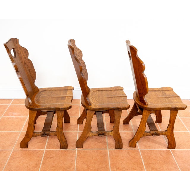Vintage Belgian Dining Chairs in Oak, 1960s, Set of 6 For Sale - Image 9 of 18