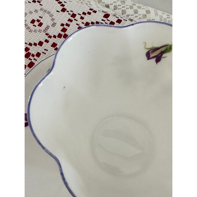 English Vintage Shelley Violets Tea Cup and Saucer: Vintage English Bone China For Sale - Image 3 of 8