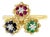 Sapphire, Emerald, Ruby Tulip Flower Ring 14k Yellow Gold, Size 6 For Sale