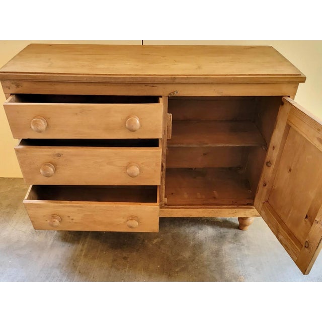Yellow Antique Pine Dresser Base With Drawers and Storage Compartment From England - Circa 1890 For Sale - Image 8 of 13