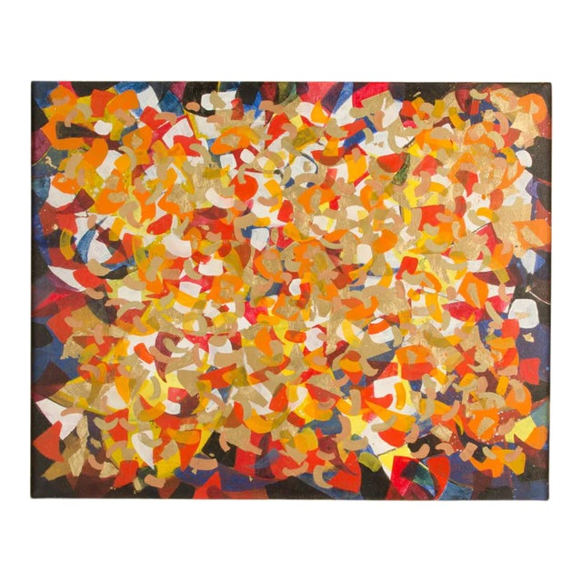 "#9 Chinese Acrobats" Abstract Oil Painting by Hans Kline, Framed C. 1989 For Sale