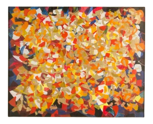 "#9 Chinese Acrobats" Abstract Oil Painting by Hans Kline, Framed C. 1989