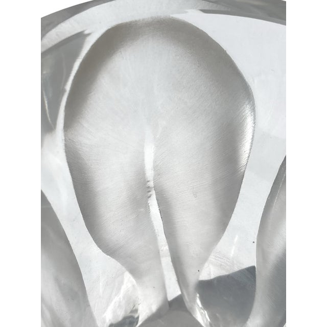 1960s French Signed Lalique Clear and Frosted Glass Ingrid Vase For Sale In Tampa - Image 6 of 6