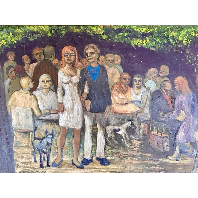 ALBERT PELS Mid Century Modern Oil Painting On Canvas WORMY CHESTNUT FRAME For Sale In Cleveland - Image 6 of 13