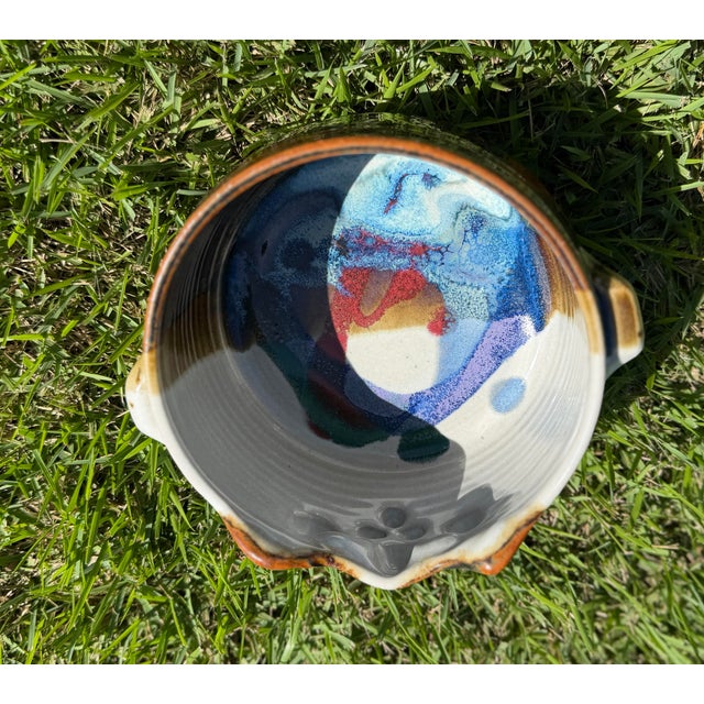 Cream Vintage Signed Studio Pottery Cat Bowl For Sale - Image 8 of 10