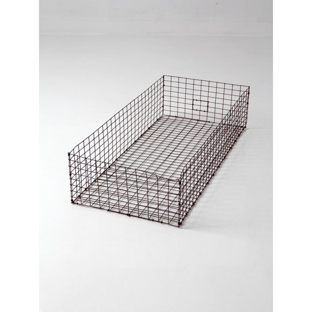 Vintage Industrial Metal Storage Basket For Sale - Image 13 of 15